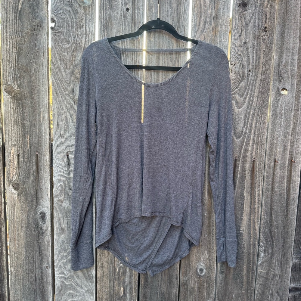 Lululemon Loved and Lifted Long Sleeve Heathered Grey Wrap Back Top - Picture 4 of 9